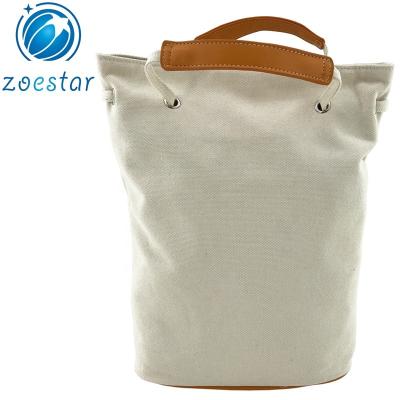 China Large Fashion One Compartment Canvas Handbag With Interior Pockets Leather Daily Shopping Trim Tote Bag for sale