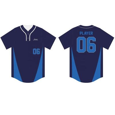 China Anti-Bacterial Wholesale Custom Design Tournament Breathable Team Sublimation Print 2 Buttons Baseball Jersey for sale