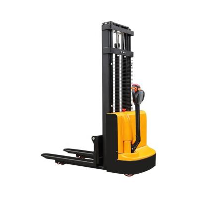 China Hotels Fully electric 1ton 3m walkie lifting truck automatic walking forklift stack for sale