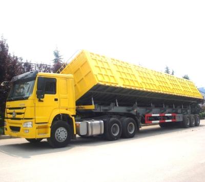China 3 Axles Tractor Side End Dump Tipper Tipping Trailer Truck Semi Coal Haul Three Trailer for sale