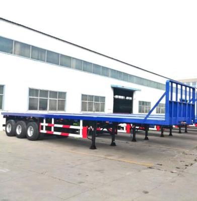 China Truck trailer 50 tons 3 axles 40 feet transport container flatbed trailer and semi truck for sale