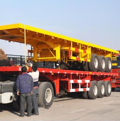China Truck Trailer Shipping Container 20ft 40ft Flat Bed Semi Trailer 3 Axle Flat Bed Truck Trailer With Container Lock For Sale for sale