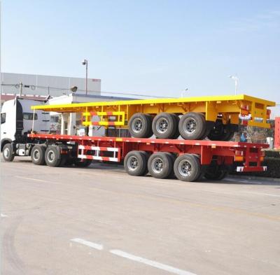 China Truck Trailer Factory Price Green Customize 12m 3 Axles 20ft Container Chassis 40ft Flatbed Flat Bed Semi Trailer for sale