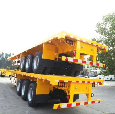 China Cheap semi truck trailer 3 axles 40ft blue flatbed trailers used container flatbed trailer for sale for sale