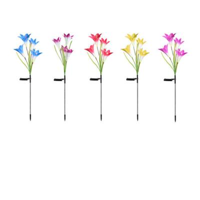 China Waterproof Solar Garden Pin Flowers LED Landscape Lamp Lily Lotus Rose Auto Sunflower Lawn Lights For Yard Rosh Certification for sale