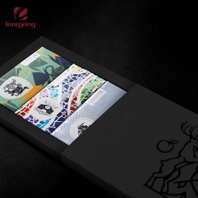 China Recyclable Custom Luxury Matte Drawer Rectangle Paper Box Black Chocolate Box with Hot Stamping Foil Embossing for Food Dessert Packaging for sale