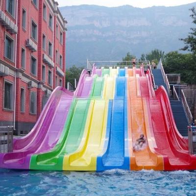 China Colorful Design Fiberglass Rainbow Water Slide Equipment Racing For Pool for sale