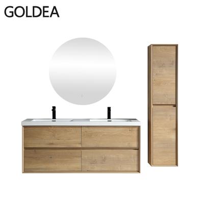 China Double Sink Modern Bathroom Vanity Wall Mounted Bathroom Furniture Cabinet for sale