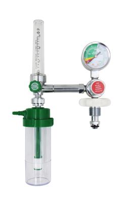 China Sharp type bull nose green color brass material Medical Oxygen Regulator with Flow meter and Humidifier for sale