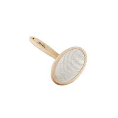 China Sustainable Wooden Pet Slicker Brush On Stock For Dog And Cat With Remove Hair for sale