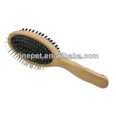 China Sustainable Wooden Pet Double Side Brush Pet Grooming Tools for sale