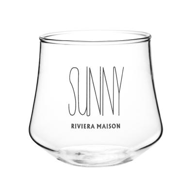 China New Classical/Postmodern Custom High Borosilicate Wine Beer Juice Coffee Drinks Single Wall Stemless Glass Cold Glass for sale