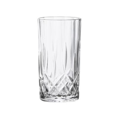 China Wholesale Stocked Flower Fruit Juice Cups Household Water Glass Cups Carved Whiskey Drinks Glassware High Ball Glass Manufacturers for sale