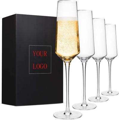 China New Hot Sale Classic/Postmodern Champagne Glasses Hand Blown Crystal Classic Amazon Champagne Flutes Elegant Wedding Anniversary 4 Piece Wine Glass for sale