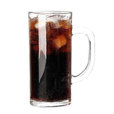 China Sustainable hot sale classic style high quality glass beer mugs with handle stoneware beer steins and drink glasses, custom decal etched design for sale