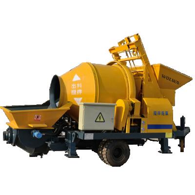 China Construction works concrete mixer with pump with electric motor and 100m long free delivery hose 40CBM/H JBS40-10-45 for sale