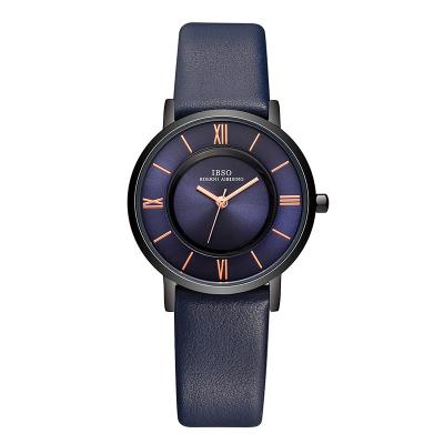 China Water Resistant IBSO Unisex Couple WatchGenuine Leather Wristwatches Luxury Quartz Movement for sale