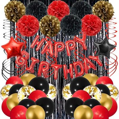 China Party deco red and black gold balloons birthday party decorations supplies for women men adults for sale