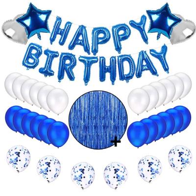 China Party Deco Party Decorations Set with Happy Birthday Balloons Banner Foil Fringe Curtain for Birthday Party Supplies for sale