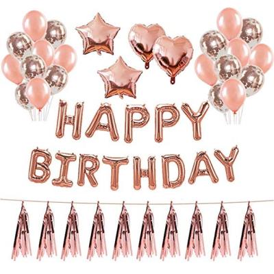 China Party Deco Happy Birthday Rose Gold Set Party Supplies For Wedding Baby Shower And Girls Party Decorations for sale