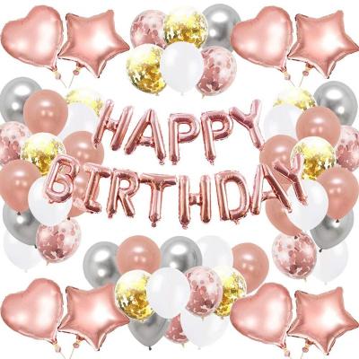 China Rose Gold Happy Birthday Banner Party Decorations and Confetti for 16th 18th 21st 30th Birthday Party for sale
