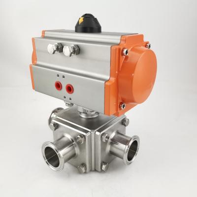 China Pneumatic Operated Ball Stainless Steel Valves Square clamp Connection for sale