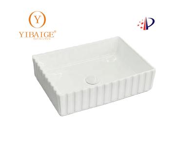 China Modern Europe style white color Square wash hand Ceramic Basin for hotel bathroom use for sale