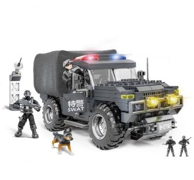 China Military Brick Building Set Swat Series Armor Vehicle Building Blocks Toy Military Kids Block Set Swat Police Truck Armored Tactical Transport Vehicle for sale