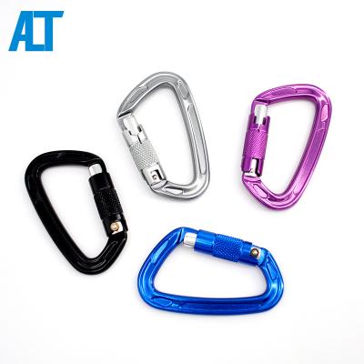 China Activity Ailot 22KN D Shape Camping Hook Self-locking Custom Carabiner Outdoor Climbing Aluminum Hooks for sale