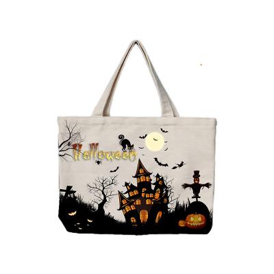 China Halloween Decorations Wholesale Custom Halloween Gift Bags Cute Candy Trick Or Treat Kids Canvas Halloween Bag for sale