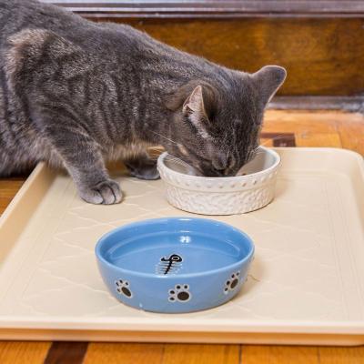 China Food Non Slip Small And Large Non Skid Anti Puddle Anti Dog Cat Food Tray for sale