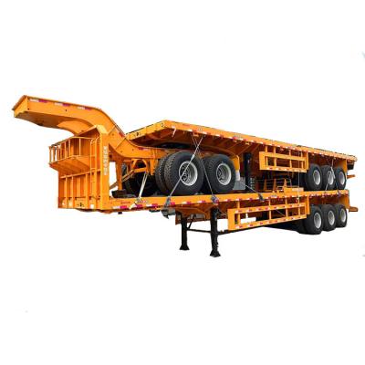 China Multi Funtion flatbed semi trailer 75 Ton Trailer Hydraulic Low Bed Trailer for sale