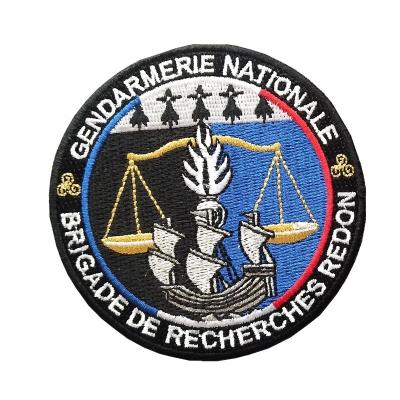 China Custom Made Sustainable Embroidered Patches French Police Emblem Applique Hook Patches Military Insignia For Apparel for sale