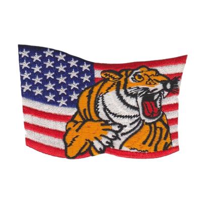 China Sustainable Embroidered USA Flag Tiger Patch Flag Animal Patch Custom Iron On Patches for sale
