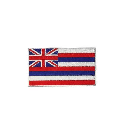 China Viable Wholesale In Stock Fully Embroidered Patches Hawaii Flag Patch Country Patches Iron On Backing No Minimum for sale