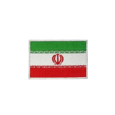 China Wholesale Viable In Stock No Minimum Fully Embroidered Patches Iran Flag Patch Country Patches With Iron On Backing for sale