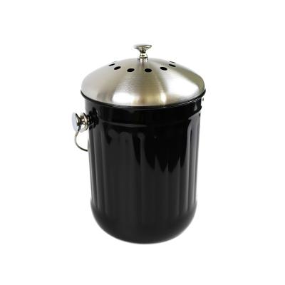 China Stocked Indoor Countertop Stainless Steel Kitchen Compost Bin With Charcoal Filter for sale