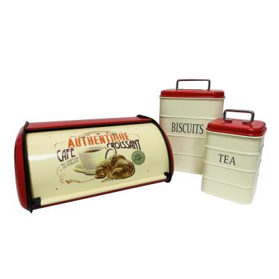 China Freshness Preservation Vintage Bread Storage Rack With Roll Lid/TEA/COOKIES for sale