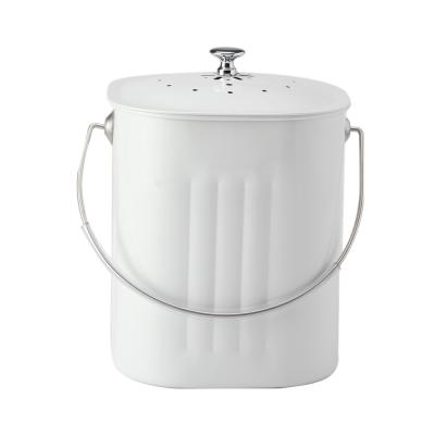 China 1.3 Gallon Metal Kitchen Waste Bucket Container Stored Steel Compost Bin For Kitchen Countertop for sale