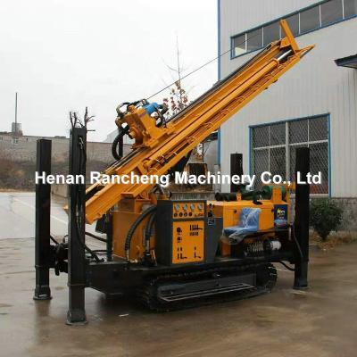 China 350m Drilling Depth Rubber Caterpillar Track Water Well Drilling Rig Pneumatic Rubber Crawler Drilling Rig for sale
