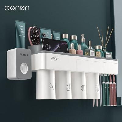 China Modern Bathroom multifunctional tooth brushing cup toothpaste squeezing tool storage rack for sale