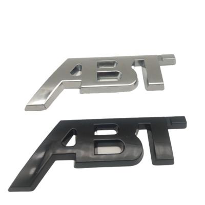 China 3D Stereo Stickers Wholesale Custom Personalized Car Metal Stickers ABT Letters Silver Black for sale