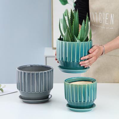 China Home Decoration Stain Goods Garden Contemporary Large Small Flower Pots Custom Ceramic Planters for sale