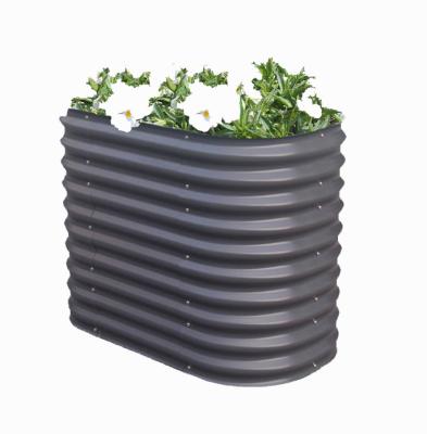 China 3.4*2*1.4 Ft Dark Grey Galvanized Garden Boxes Oval Design For Vegetables for sale