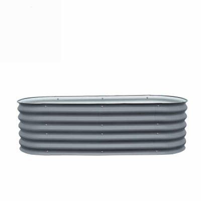 China Oval Dark Grey Galvanized Raised Garden Beds Kit Outdoor For Vegetable for sale