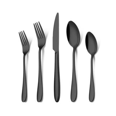 China Sustainable Amazon Luxury fancy 430 stainless steel Flatware 5 pieces set Black cutlery wholesale for sale