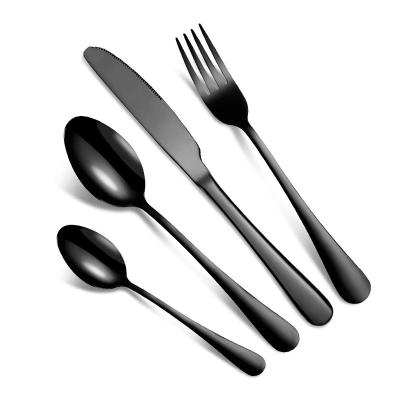 China Sustainable high quality 4PCS stainless steel Knife fork and spoon flatware set Black silverware cutlery set for sale
