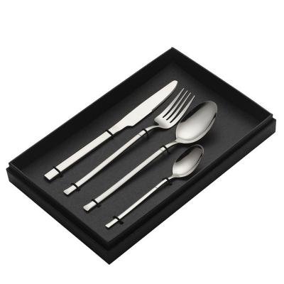 China Sustainable Slender Flatware Set 4 pieces Silverware 430 Kitchen Utensil Stainless Steel Cutlery Box Service for 4 for sale