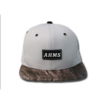 China PU Label 6 Panel Flat Brim Snapback Hats For Advertising Character Style for sale