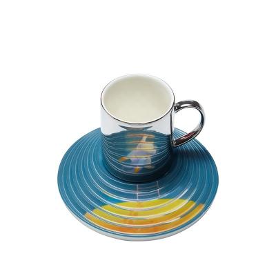 China Ceramic Cup Saucer Set Ceramic Mug And Compartments Ceramic Plates Sets Customized For Nice Gift for sale